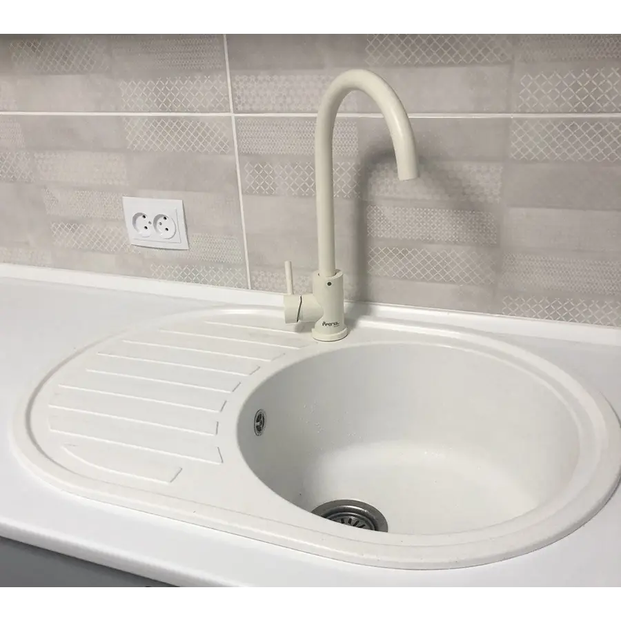 Гранітна кухонна мийка Valetti Europe модель №27 біла 77*50