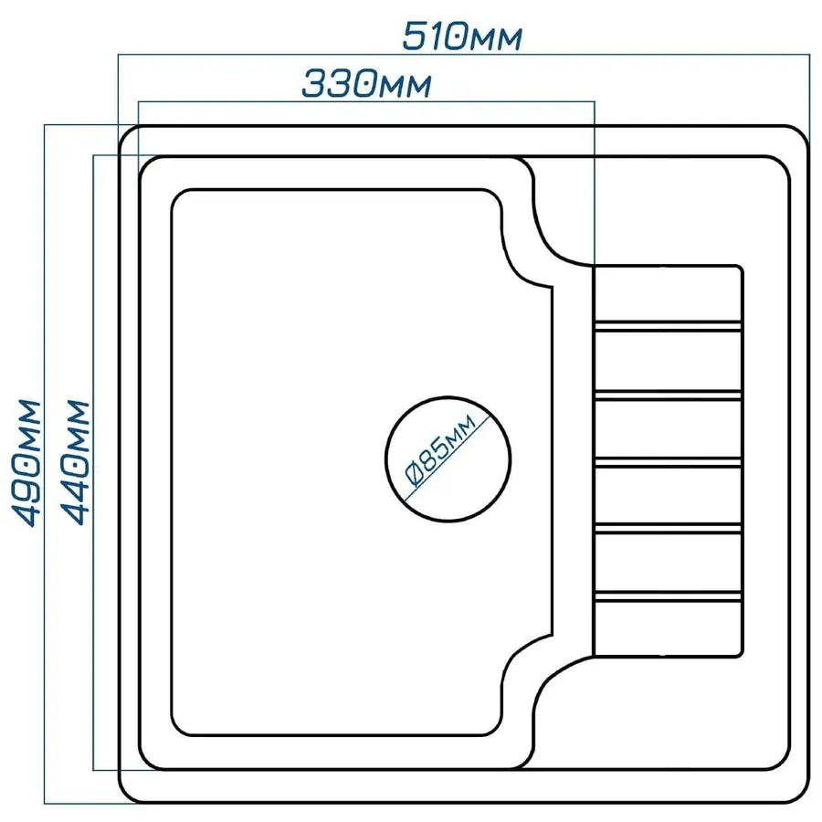 Кухонна мийка гранітна Valetti модель №71 біла 51*49