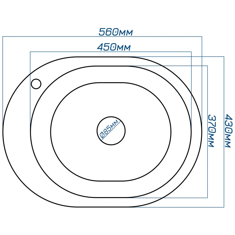 Гранітна кухонна мийка Valetti 61L 430х560 мм