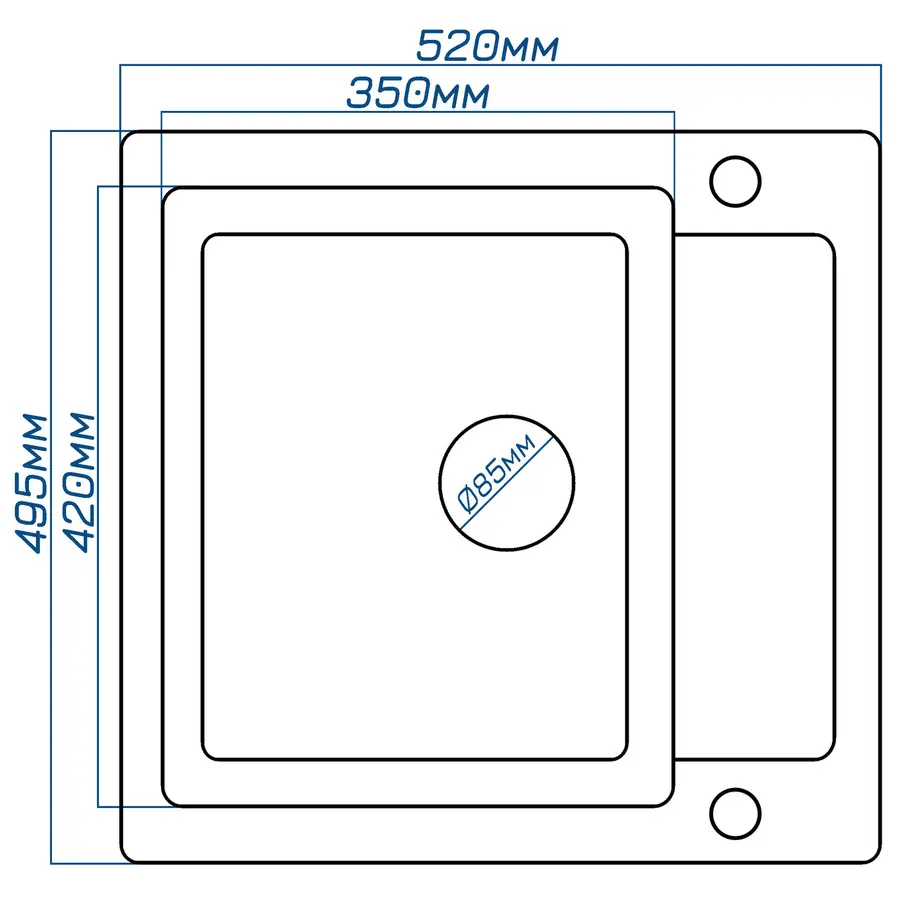 Гранітна кухонна мийка Valetti 69D 495х520 мм