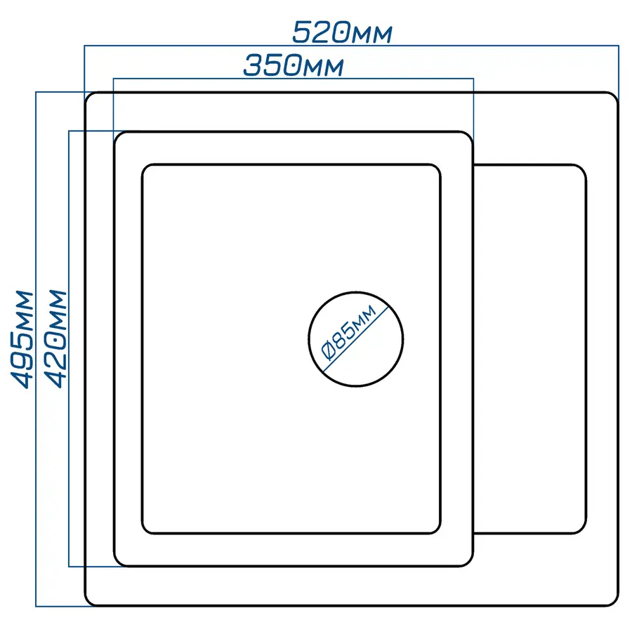 Гранітна кухонна мийка Valetti 69N 495х520 мм
