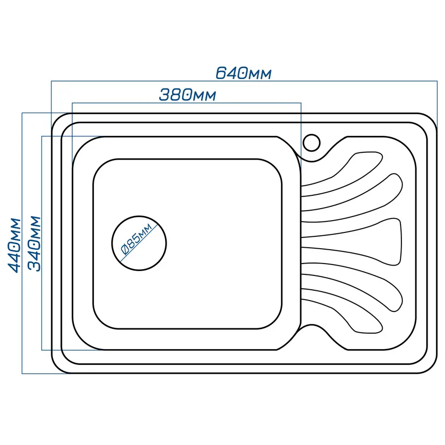 Гранітна кухонна мийка EcoLine 10R 640x440мм Терра