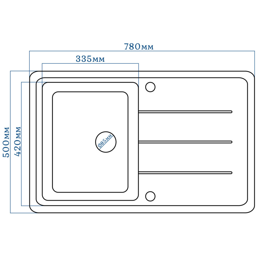 Гранітна кухонна мийка EcoLine 24D 780x500мм Сірий