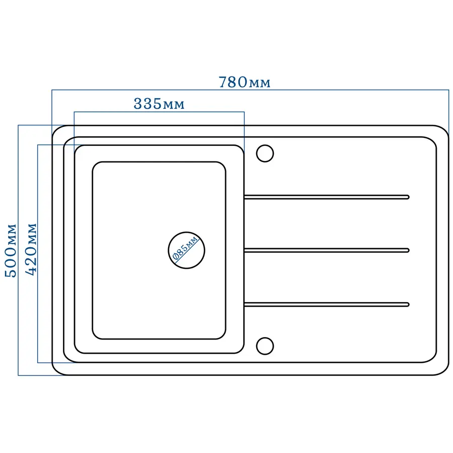 Гранітна кухонна мийка EcoLine 24D 780x500мм Сірий