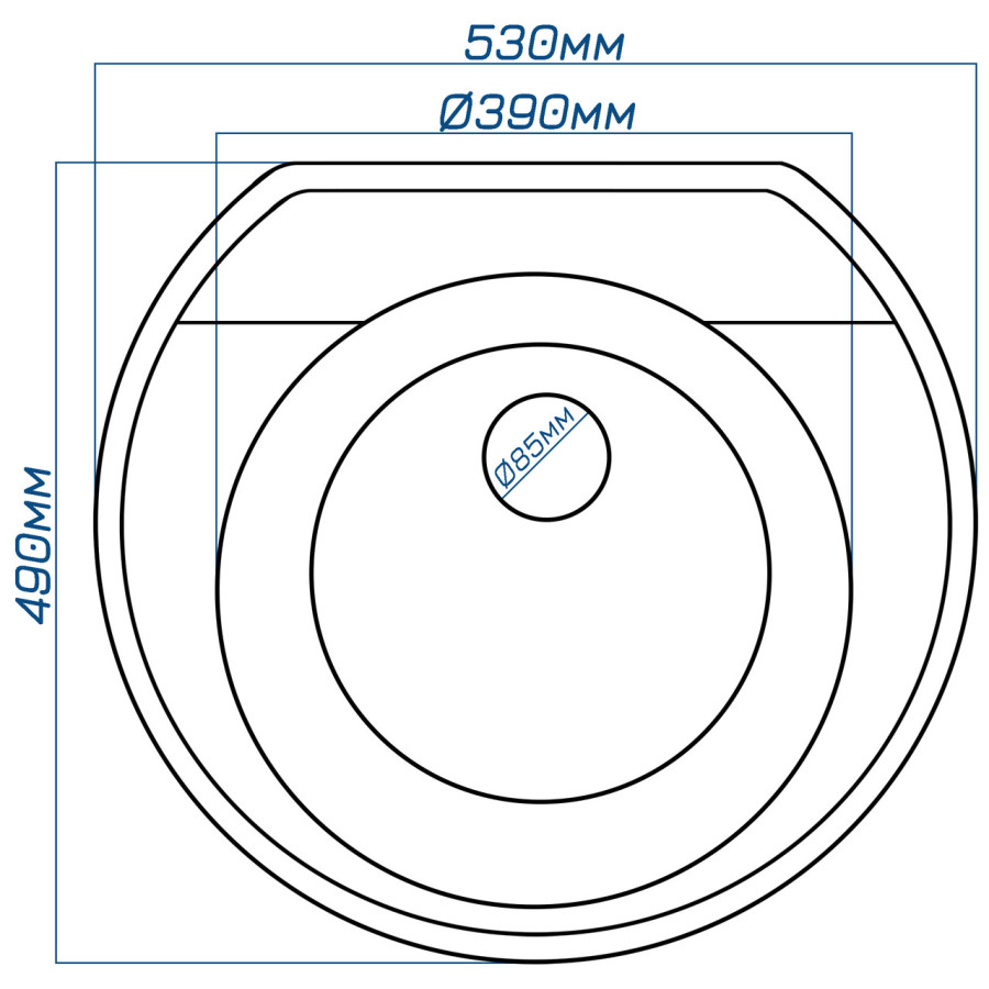 Гранітна кухонна мийка EcoLine 31N 530x490мм Сірий