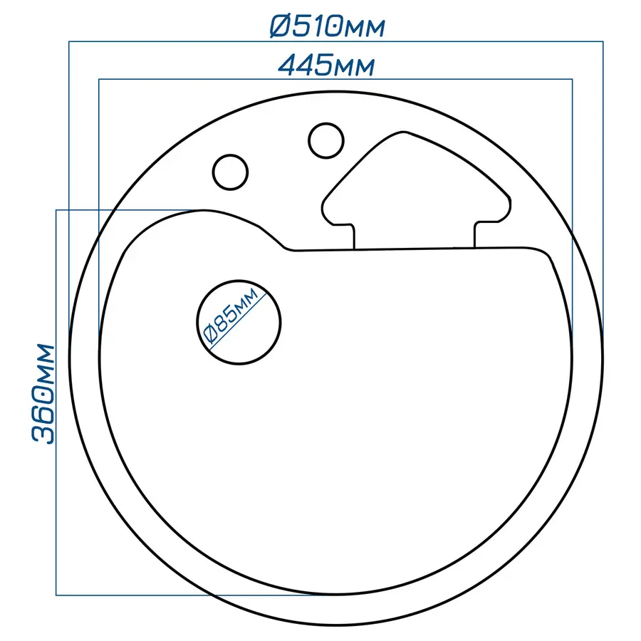 Гранітна кухонна мийка Valetti 68 510 мм