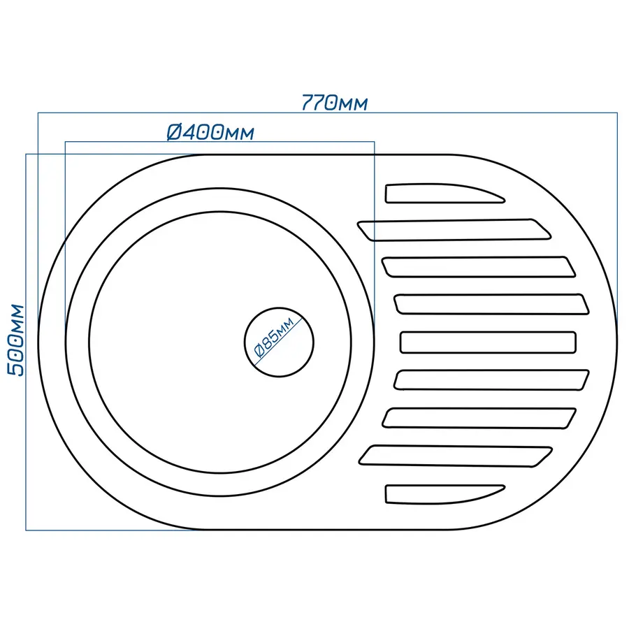 Гранітна кухонна мийка Valetti Europe модель №27 чорна 77*50