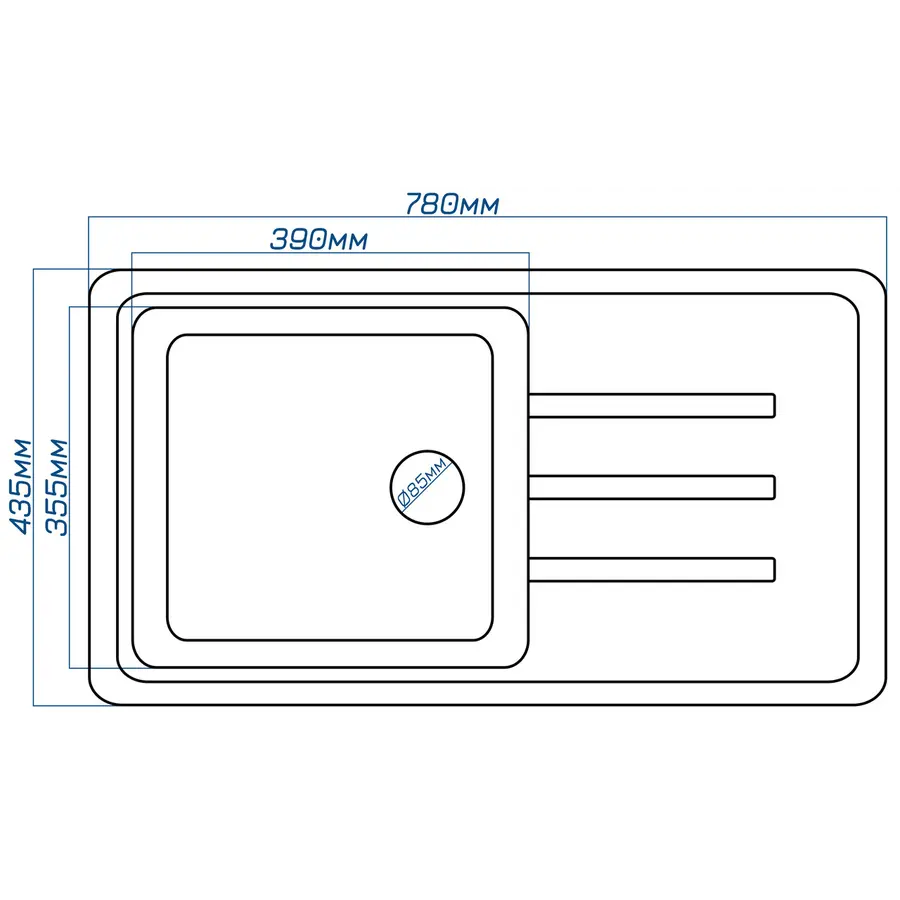 Гранитная мойка для кухни Valetti Europe модель №36 черная 78 * 44