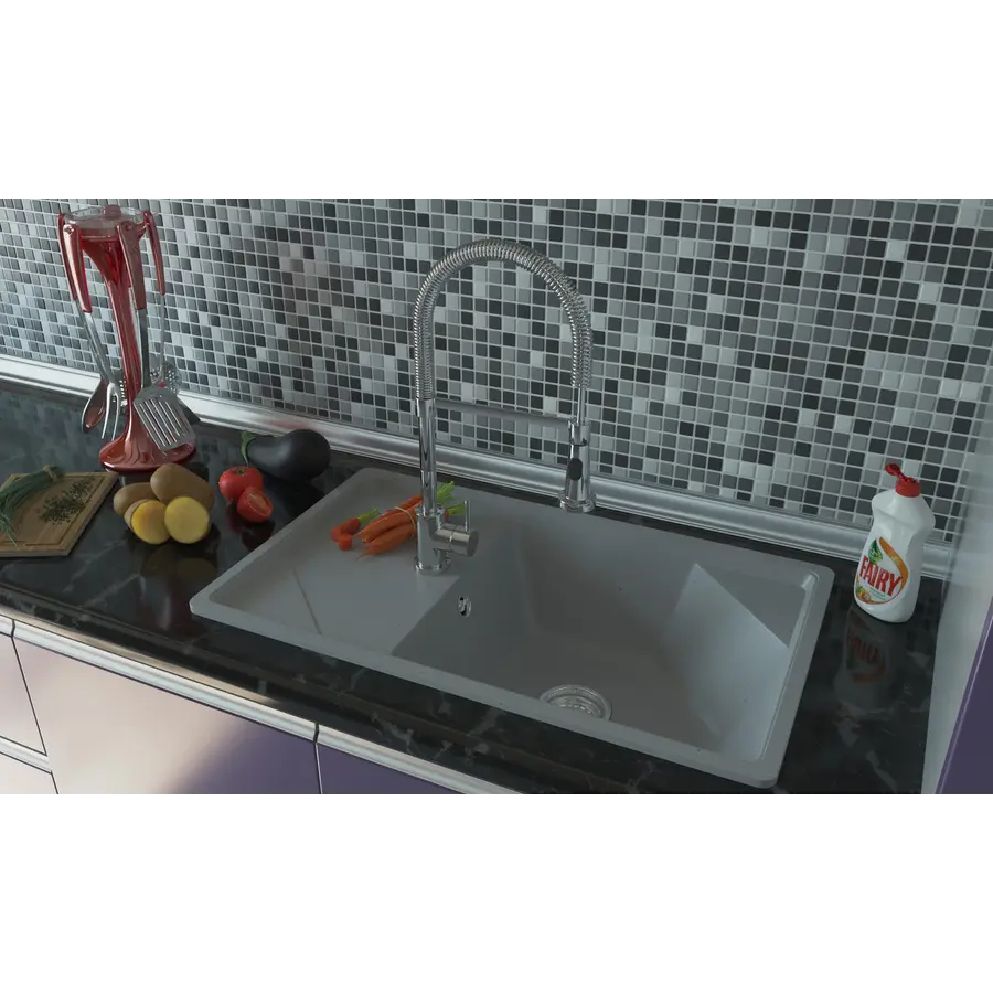 Гранитная кухонная мойка Valetti Europe модель №58 серая 78 * 46