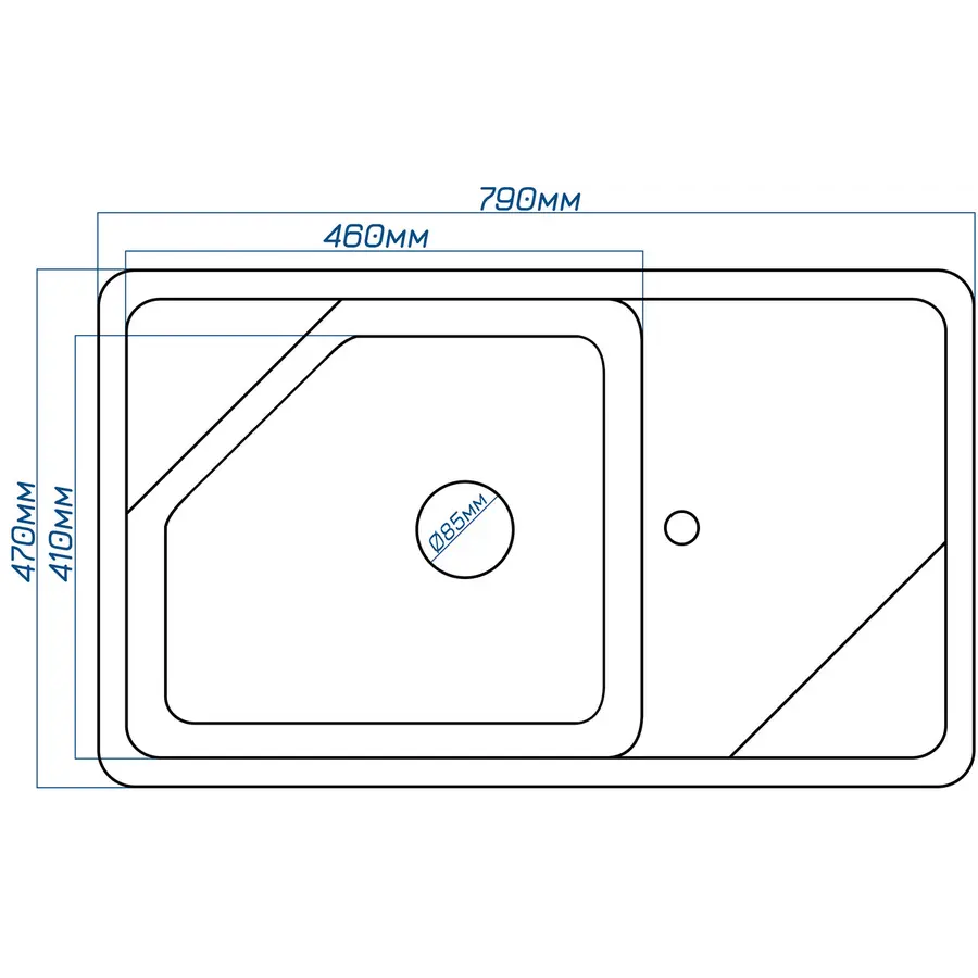 Гранитная кухонная мойка Valetti Europe модель №58 серая 78 * 46