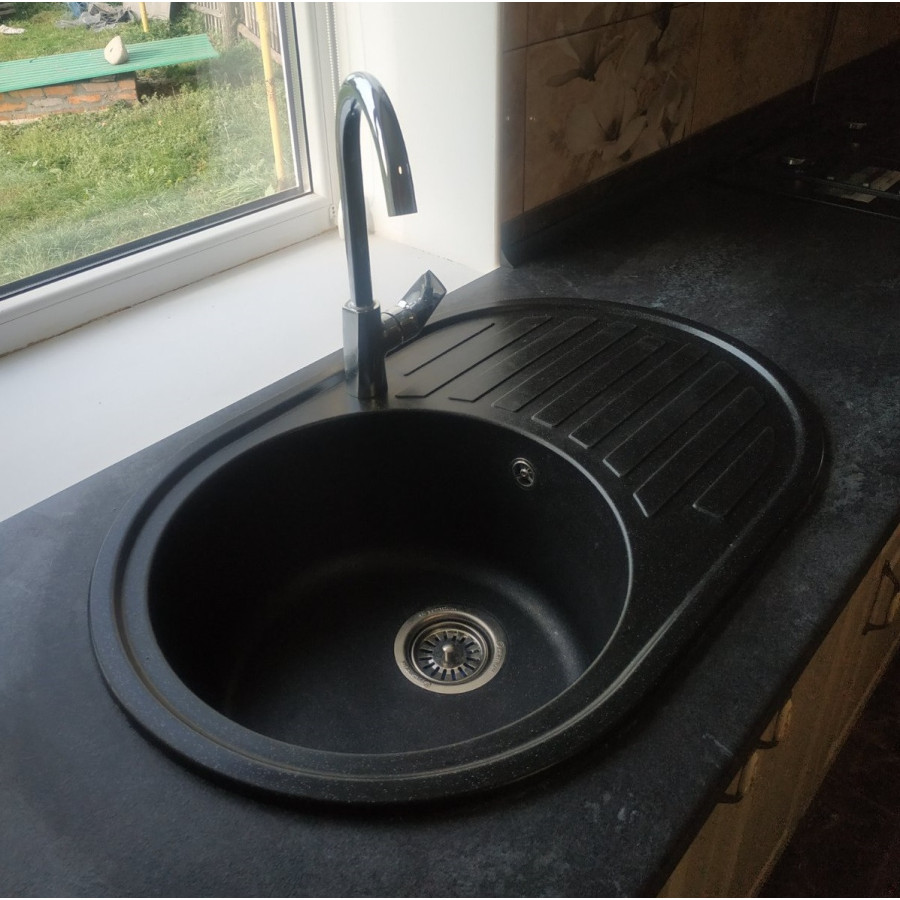 Гранітна кухонна мийка Valetti Europe модель №27 чорна 77*50