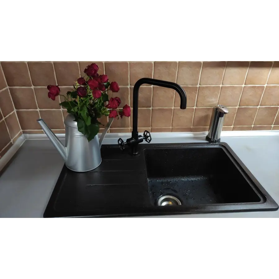 Гранитная мойка для кухни Valetti Europe модель №36 черная 78 * 44