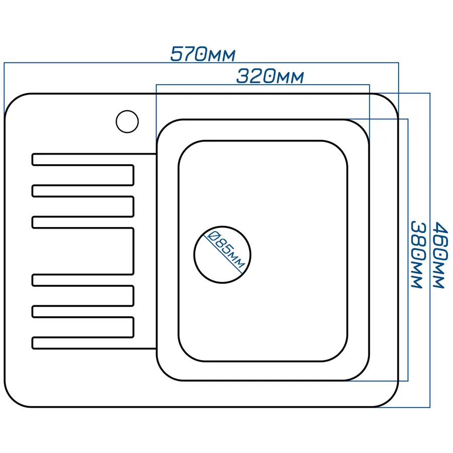 Гранітна кухонна мийка Valetti 9L 570x460мм Бежевий