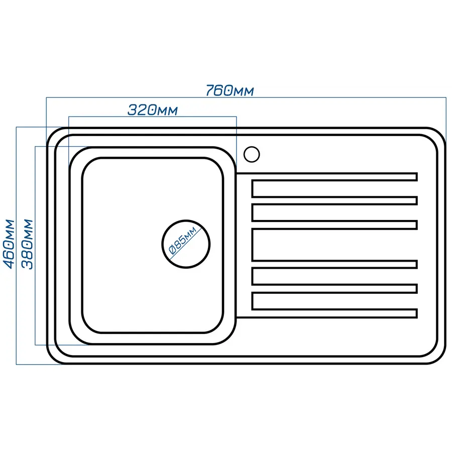 Гранітна кухонна мийка Valetti 17R 760x460мм Чорний
