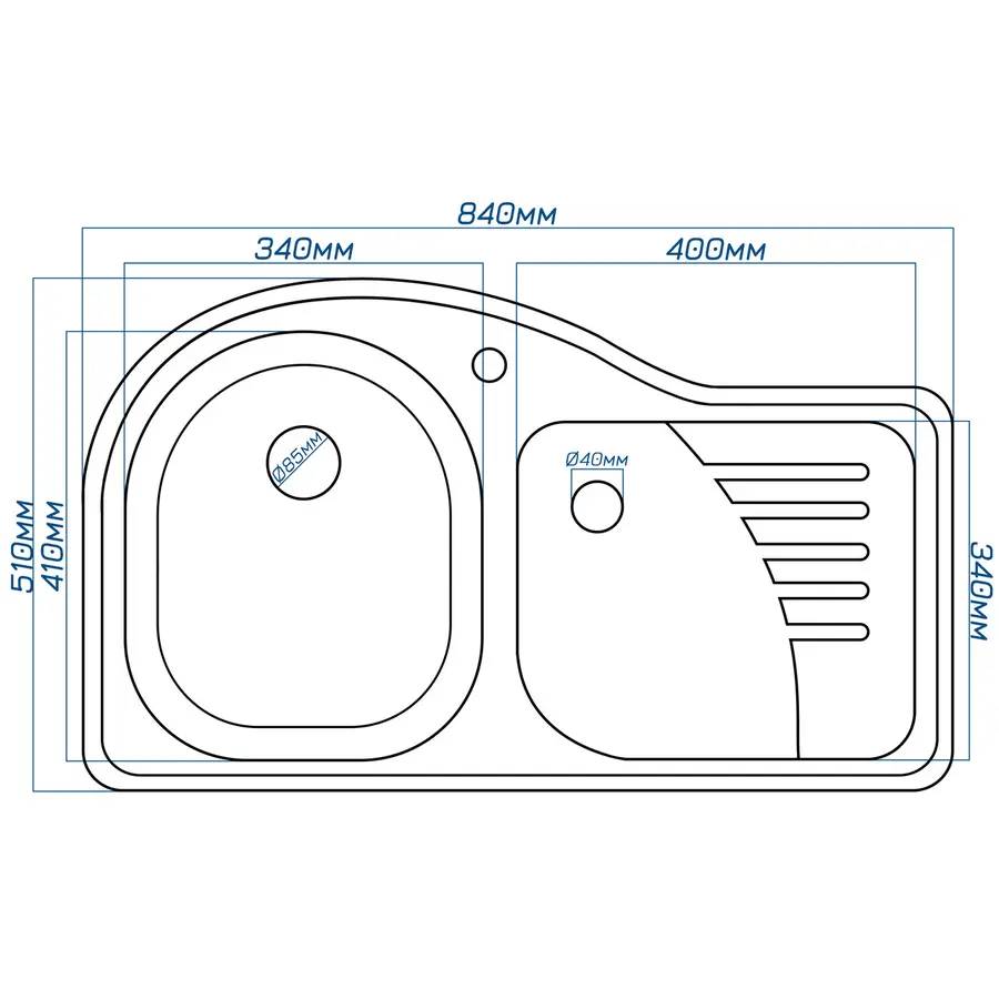 Гранітна кухонна мишка Valeti 52R 510 x840 мм