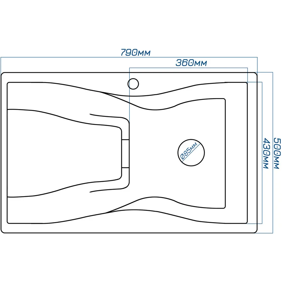 Гранітна кухонна мийка Valetti 54L 500x790 мм