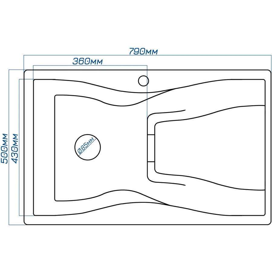 Гранітна кухонна мийка Valetti 54R 500x790 мм