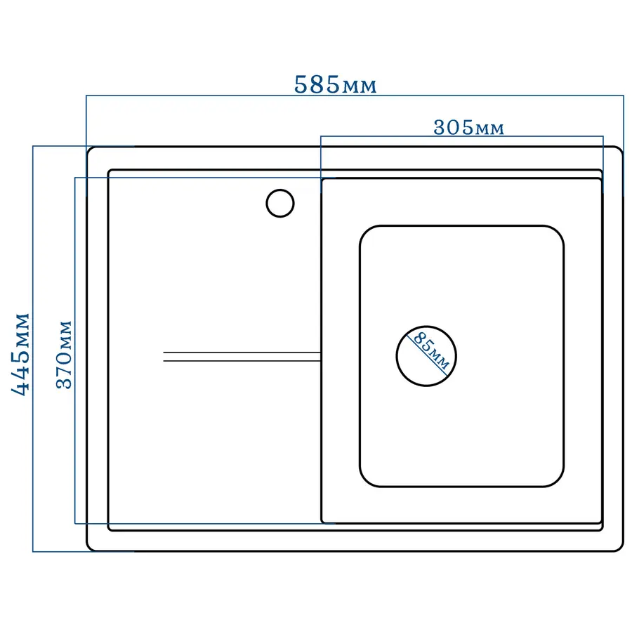 Гранітна кухонна мийка EcoLine 75L 585х445мм Сірий