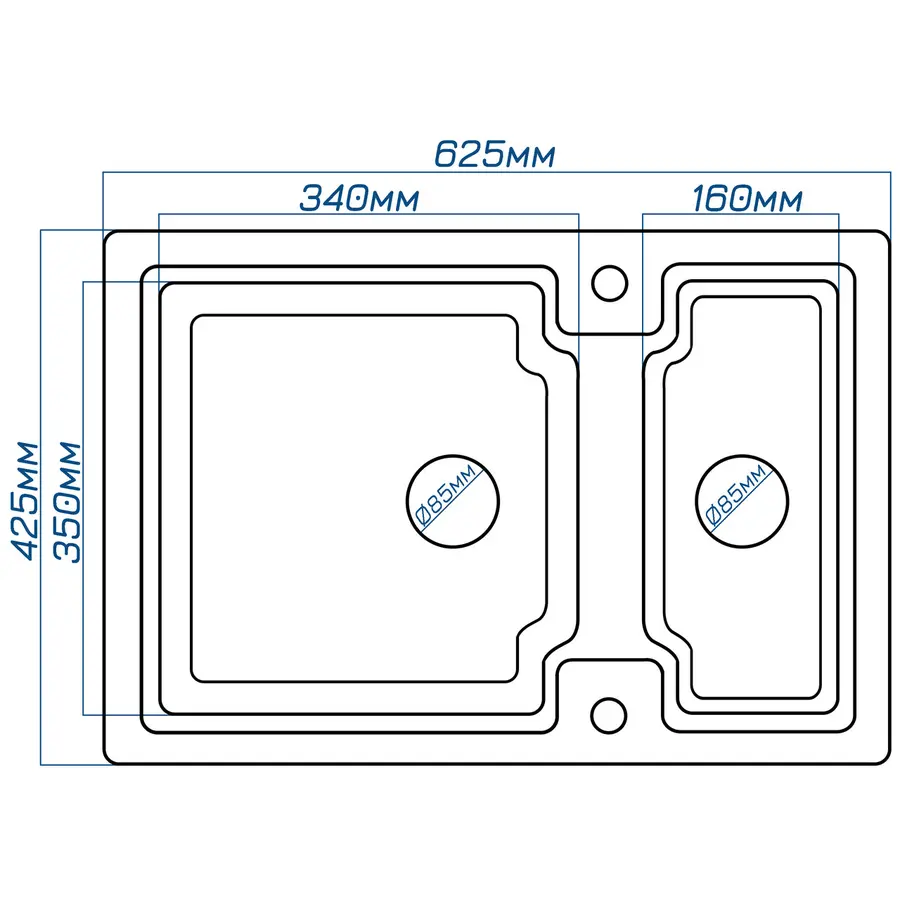 Гранітна кухонна мийка Valeti 43D 4225 мм