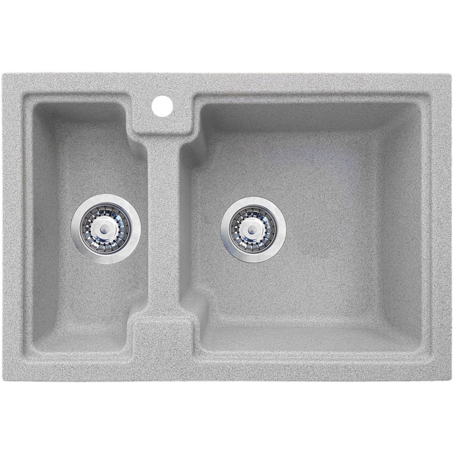 Гранітна кухонна подвійна мийка Valetti Europe модель №43 сіра 62*42