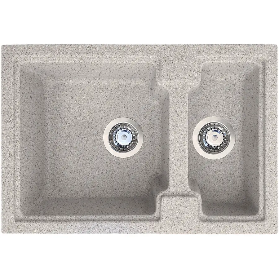 Гранитная кухонная двойная мойка Valetti Europe модель №43 серая 62 * 42