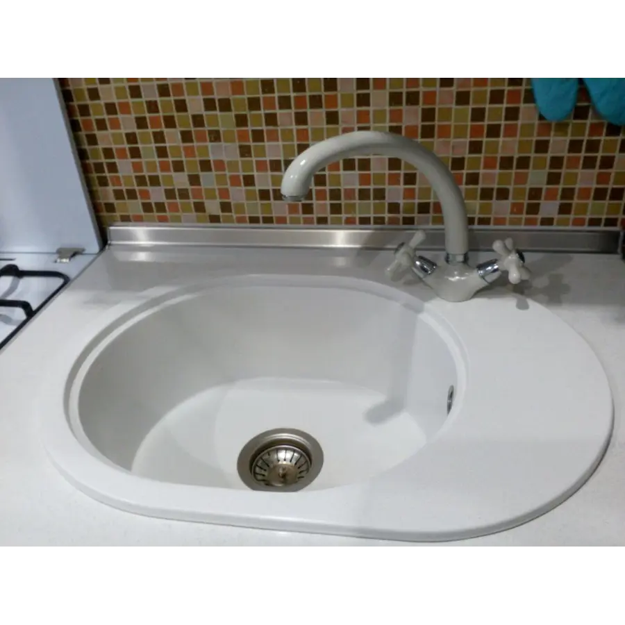 Гранитная кухонная мойка Valetti Europe модель №62 белая 62 * 43