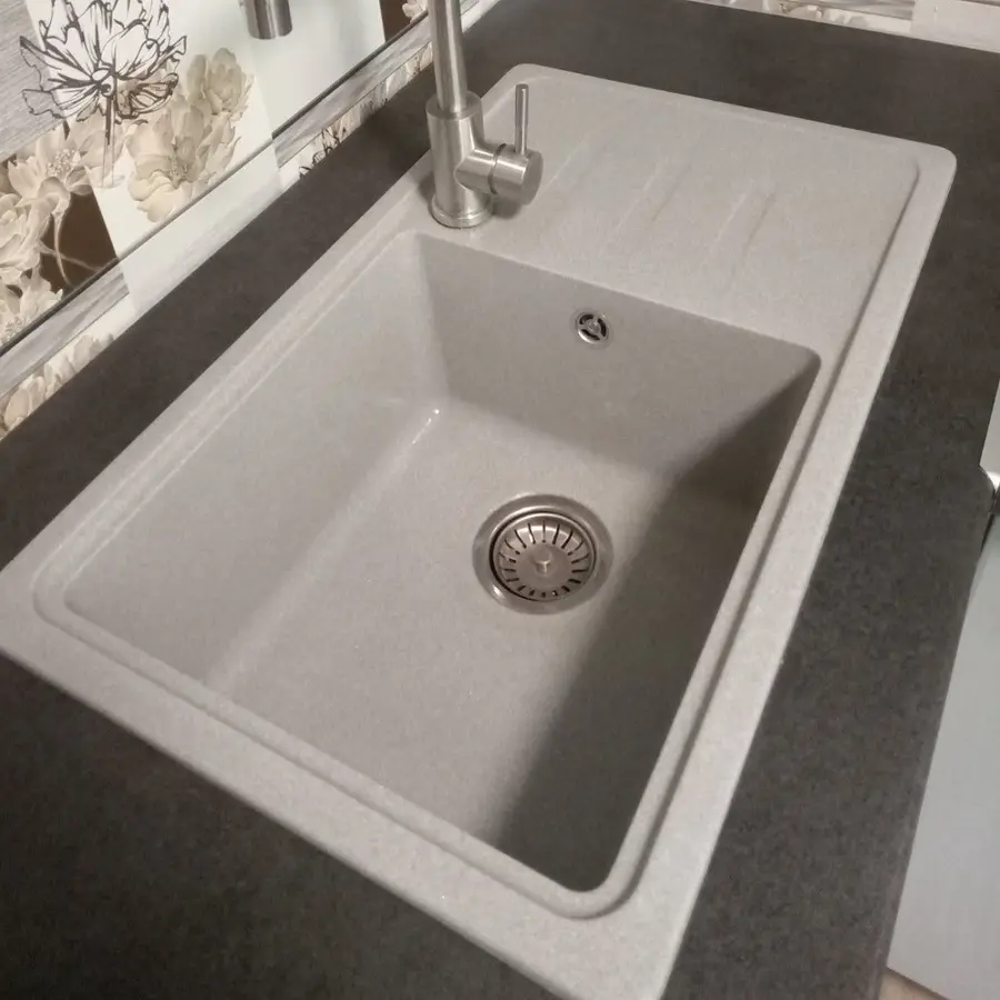 Гранитная кухонная мойка Valetti Europe модель №63 серая 71 * 44