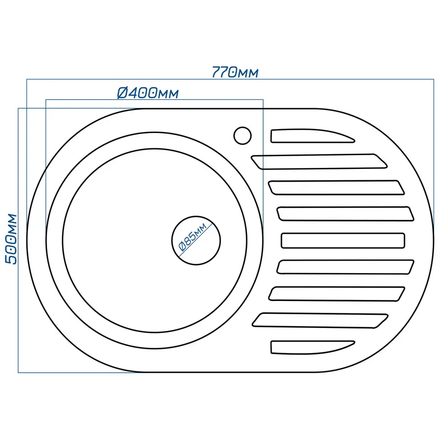 Гранітна кухонна мийка Valetti 27R 500x770 мм