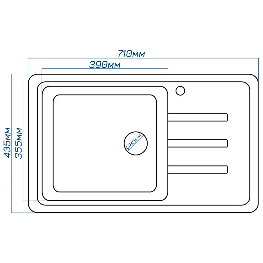 Гранітна кухонна мишка Valetti 63R 435x710 мм