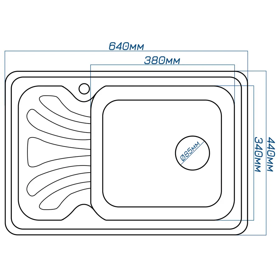 Гранітна кухонна мийка EcoLine 10L 640x440мм