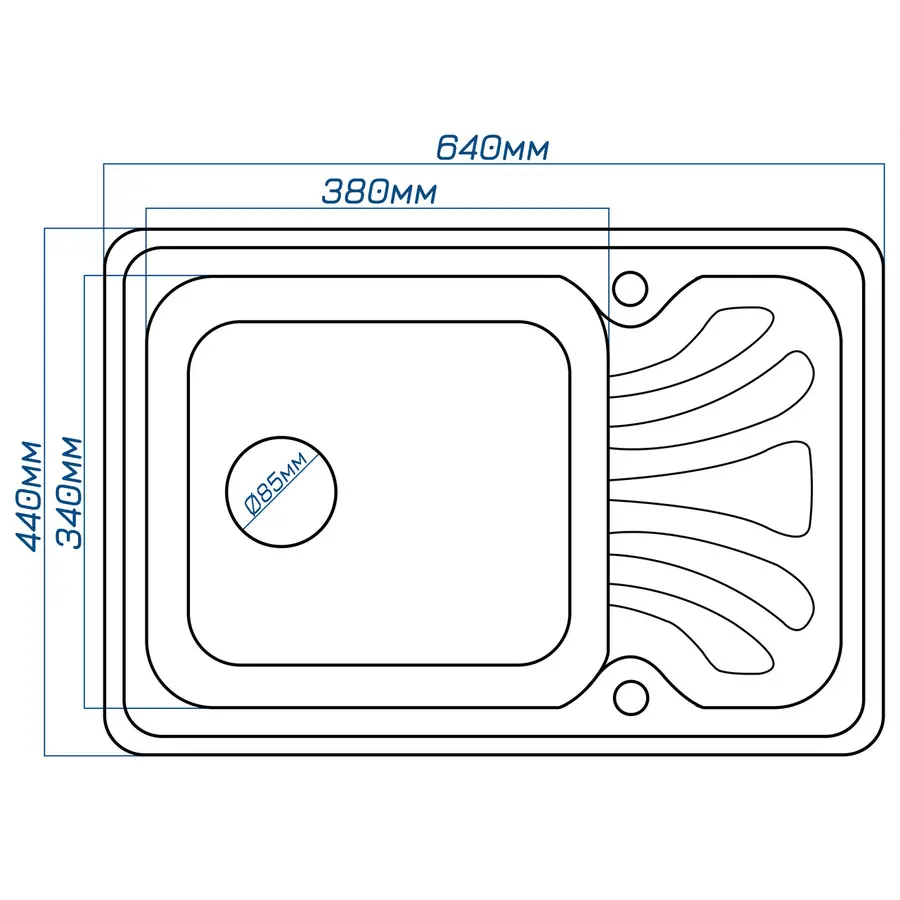 Гранітна кухонна мийка EcoLine 10D 640x440мм Сірий