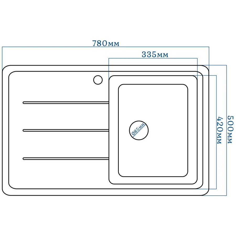 Гранітна кухонна мийка EcoLine 24L 780x500мм Терра