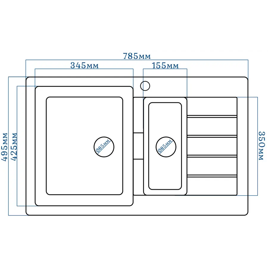 Гранітна кухонна мийка EcoLine 29R 785x495мм Терра