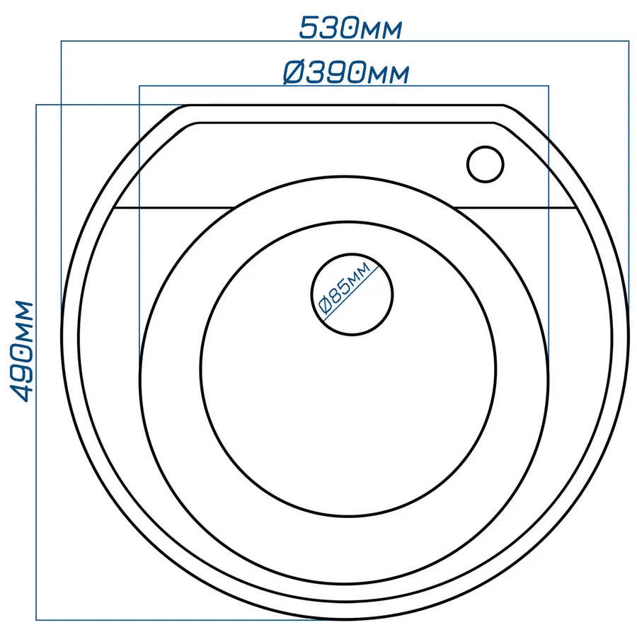 Гранітна кухонна мийка EcoLine 31R 530x490мм