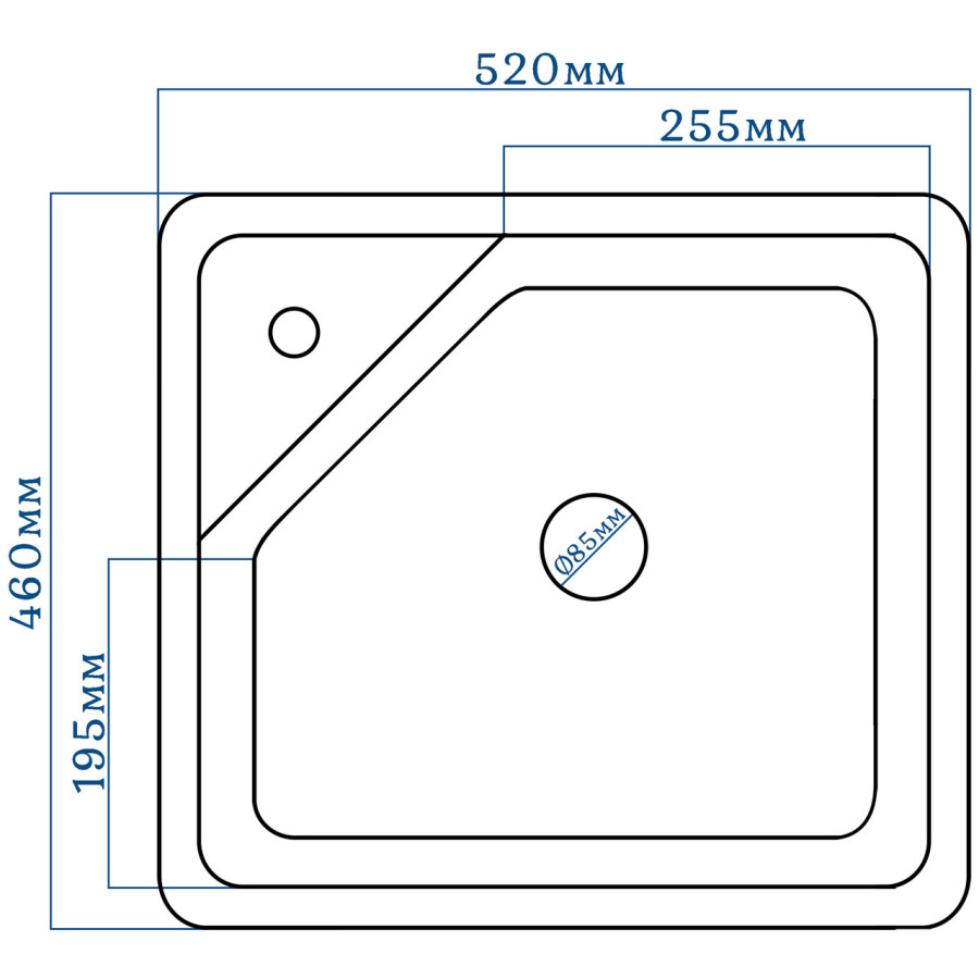 Гранітна кухонна мийка EcoLine 76G/V 520x460мм