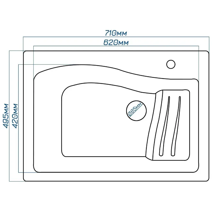 Гранитная кухонная мойка Valetti Europe терра модель №70 71 * 50