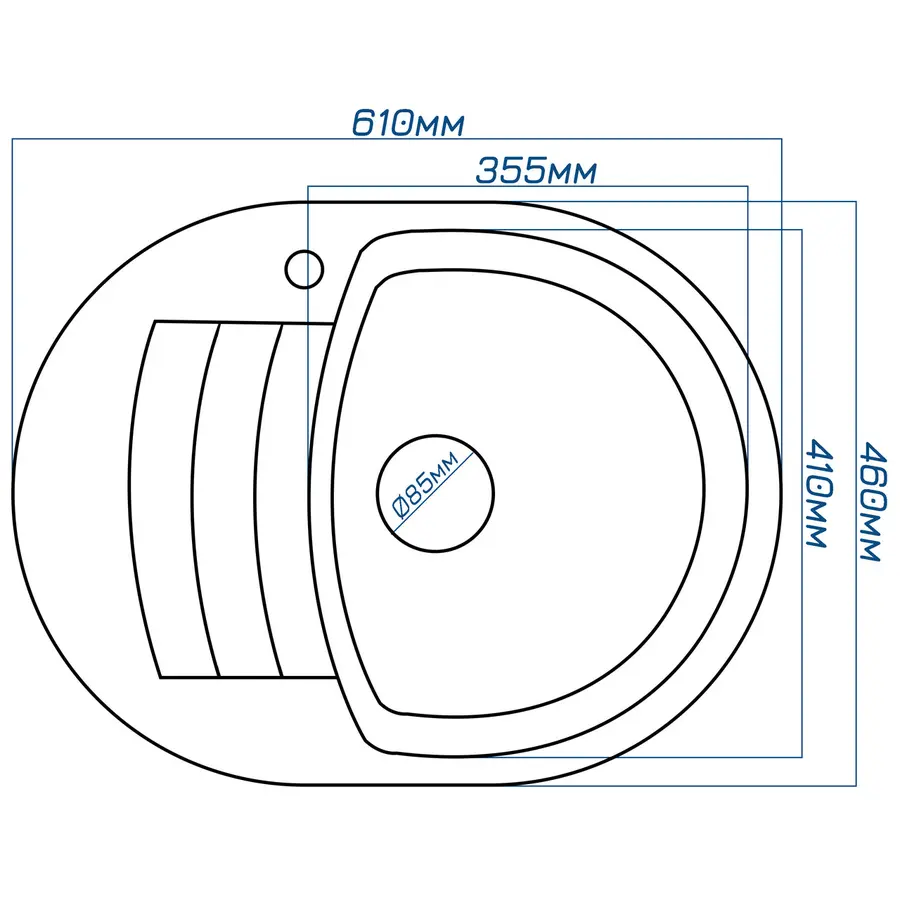 Гранітна кухонна мийка Valetti 32L 460х610 мм