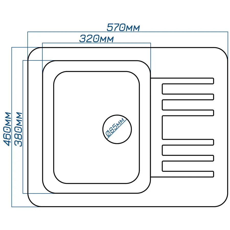 Гранітна кухонна мийка EcoLine 9N 570x460мм