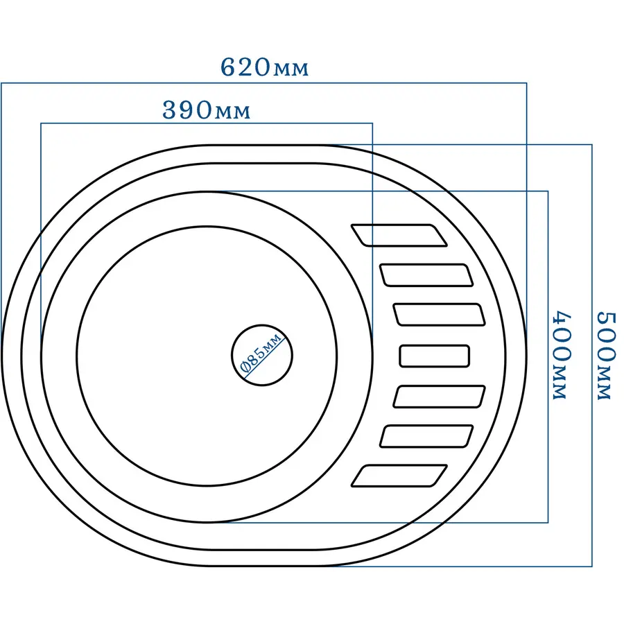 Гранітна кухонна мийка EcoLine 23N 610x500мм Терра