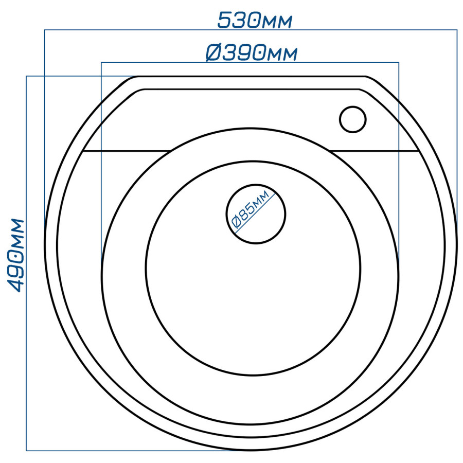 Гранітна кухонна мийка EcoLine 31R 530x490мм Сірий