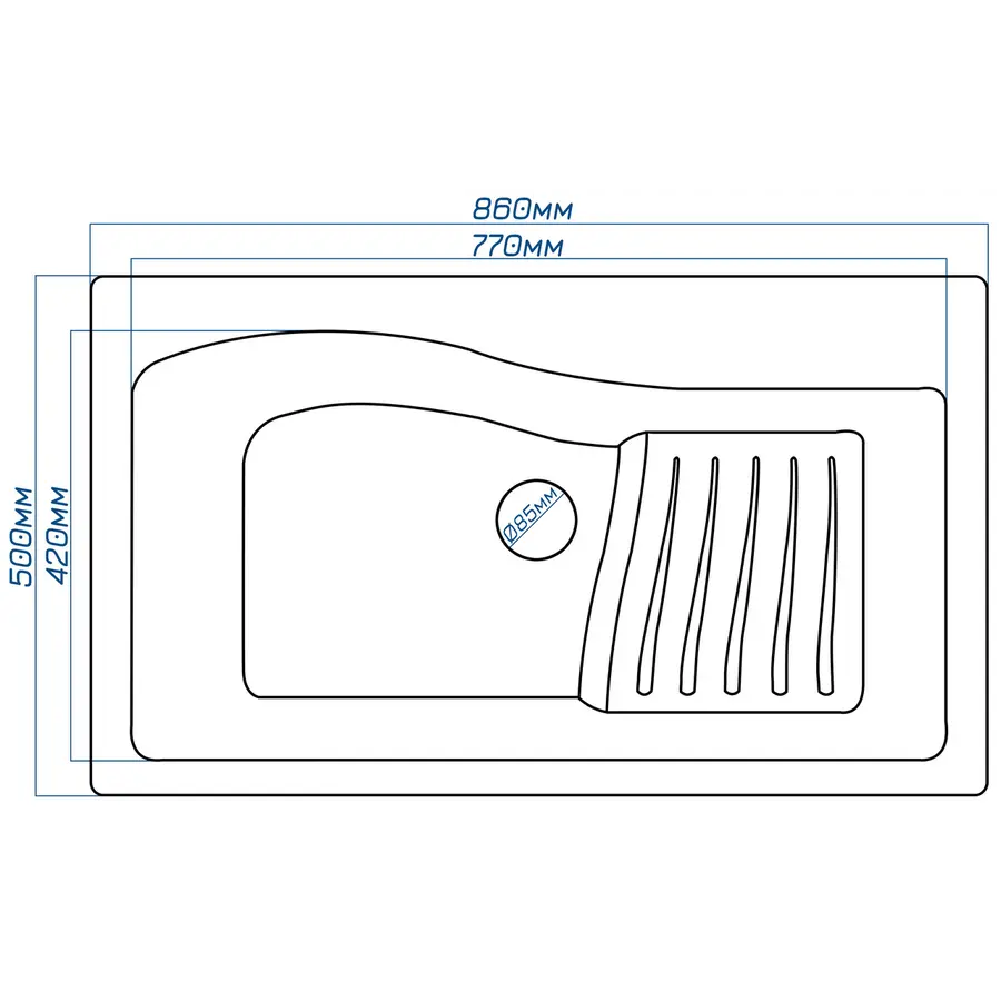 Гранітна кухонна мийка Valetti 22N 500х860 мм