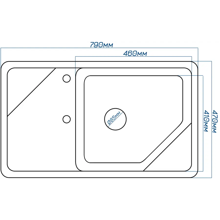 Гранітна кухонна мийка Valetti 55CL 465х785 мм