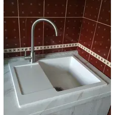 Гранітна кухонна мийка Valetti Europe модель №26 біла 62*50