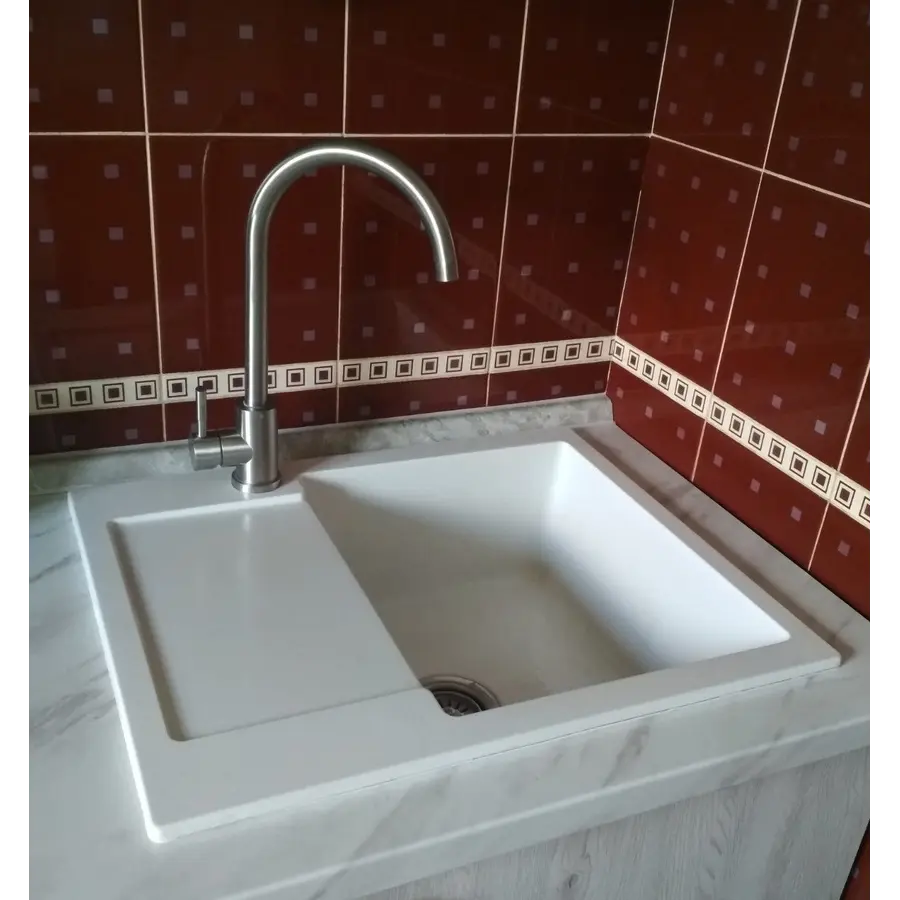 Гранітна кухонна мийка Valetti Europe модель №26 біла 62*50