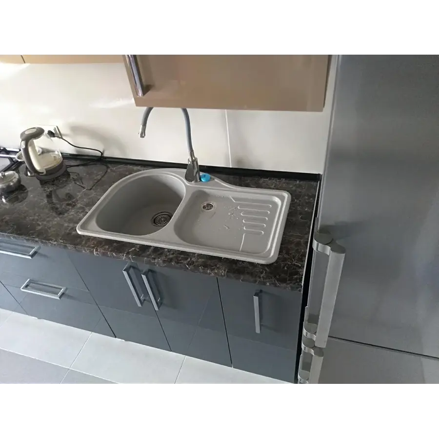 Гранитная кухонная мойка Valetti Europe модель №52 серая 84 * 51