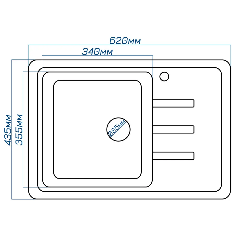 Гранітна кухонна мийка Valetti 35R 620x435мм Терра