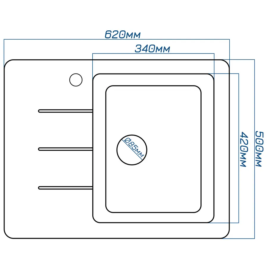 Гранітна кухонна мийка EcoLine 28L 620x500мм Терра