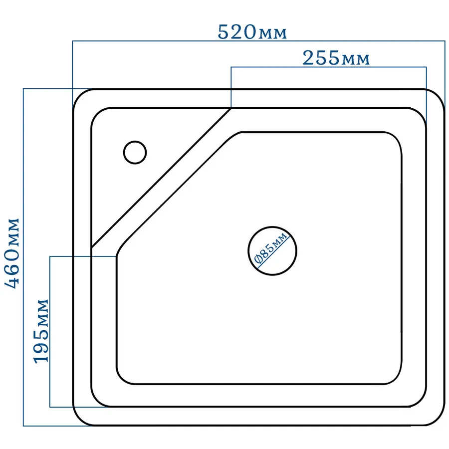 Гранітна кухонна мийка EcoLine 76G/V 520x460мм Терра