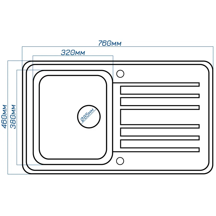 Гранітна кухонна мийка Valetti 17D 760x460мм Чорний