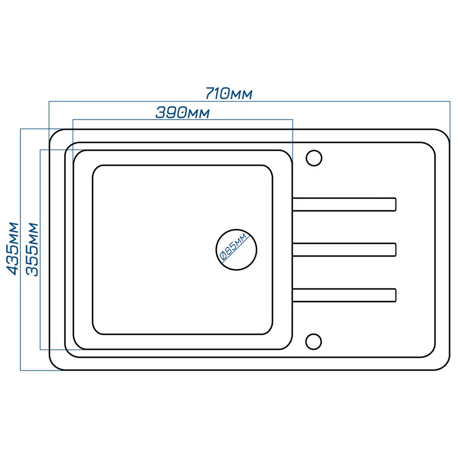 Гранітна кухонна мийка Valetti 63D 435x710 мм